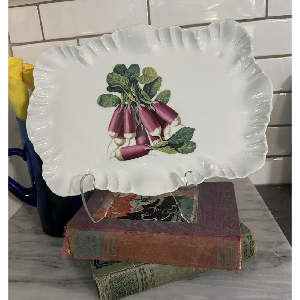 Antique Royal Limoges Platter Wall Plate Radishes Vegetable Farmhouse Decor 11”